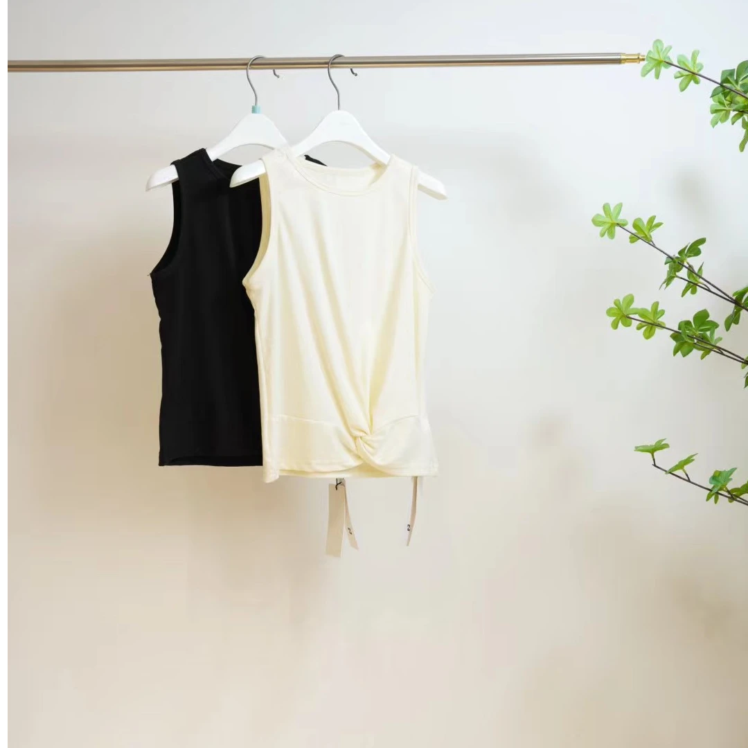2-708-一款两色夏季女童基础纯色扭结无袖背心J(31185)