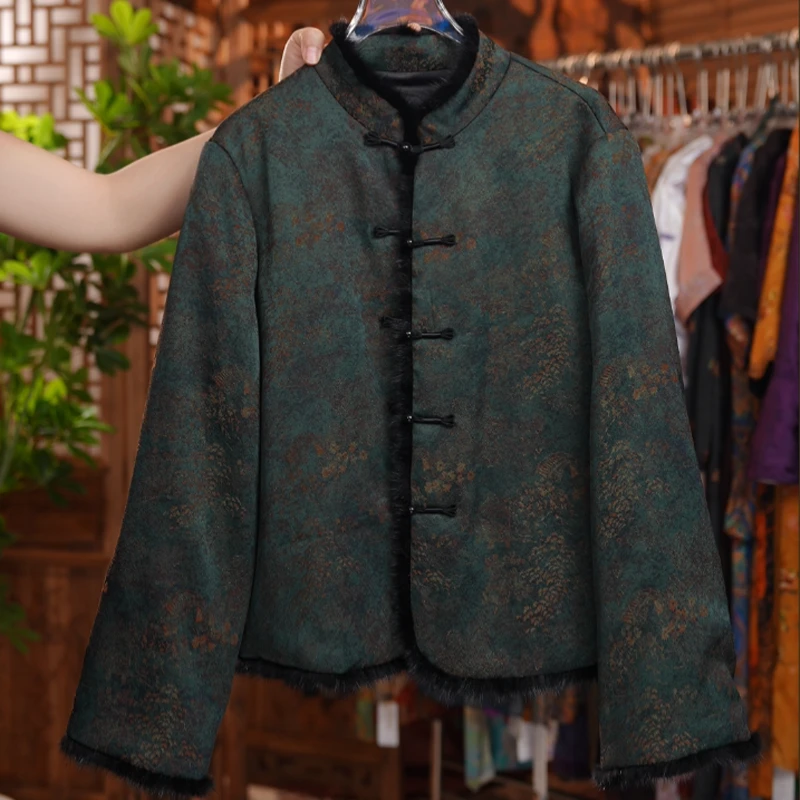 6963新中式新款国风复古气质百搭中式盘扣显瘦加厚冬款外套上衣