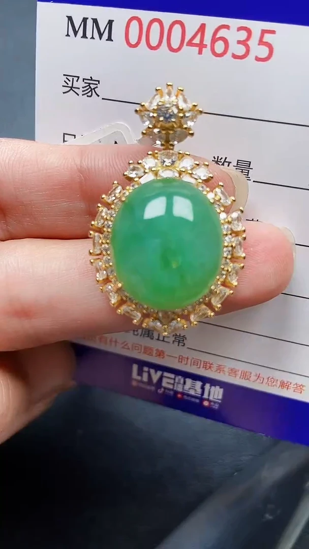 颈饰银S925镶嵌翡翠4635