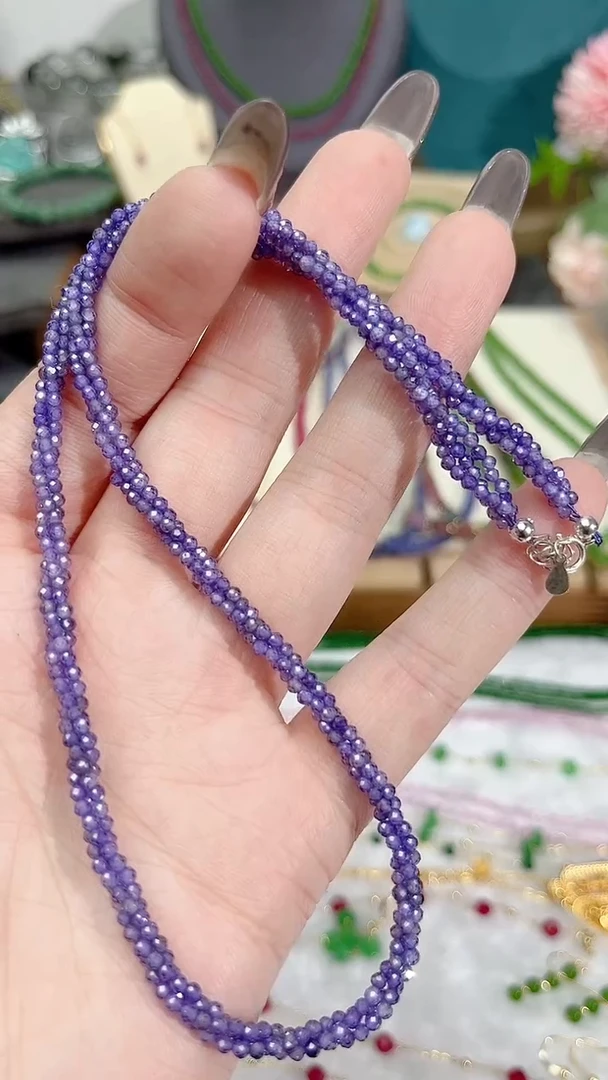 【闪购商品】尖晶石颈饰银S925镶嵌紫色麻花99