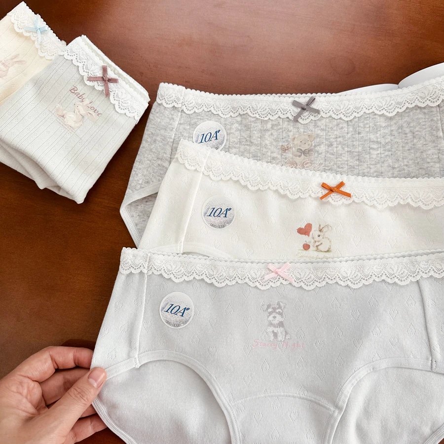 探路猫奶乎乎萌宠A类婴儿棉女内裤美加长裆10A抑菌少女纯棉三角裤