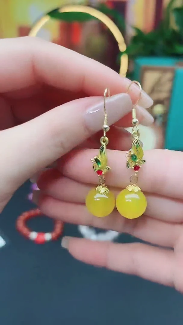 玛瑙/玉髓耳饰银S925镶嵌318000