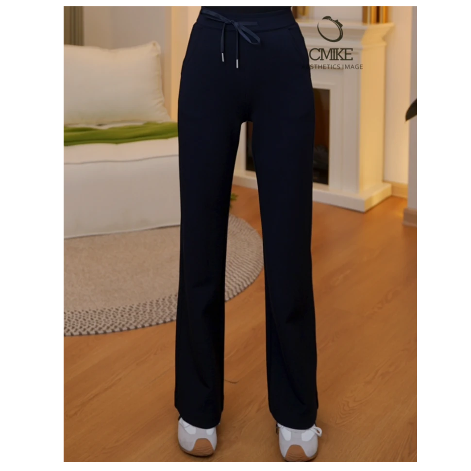 【蜜客原创】青蓝适履 时尚百搭高腰显瘦松紧腰休闲裤2503K000494