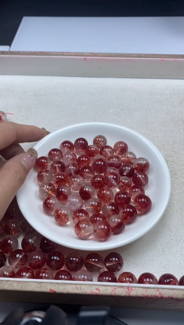 【闪购商品】水晶颈饰未镶嵌w143红幽灵烤色12mm*10颗