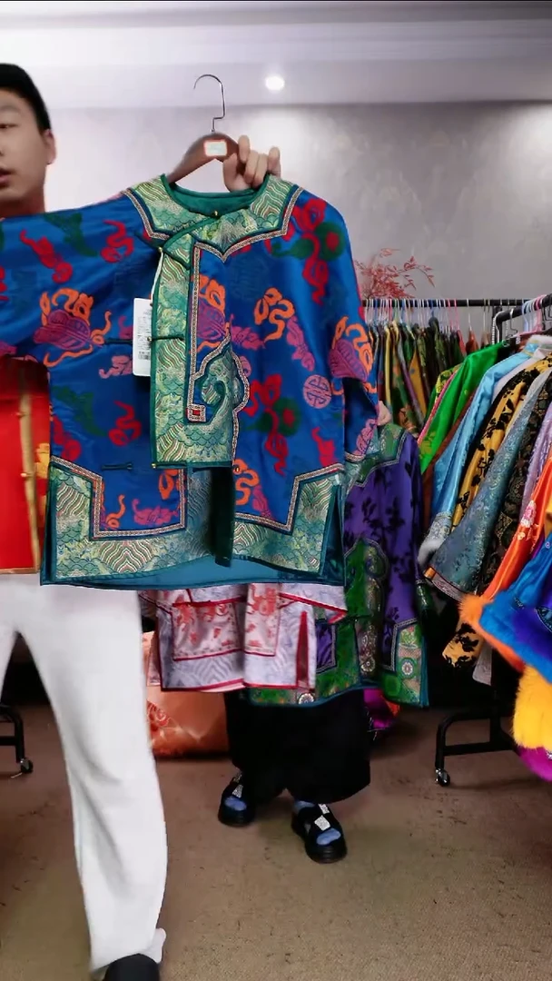 漳绒八角领八宝葫芦太太服蓝色