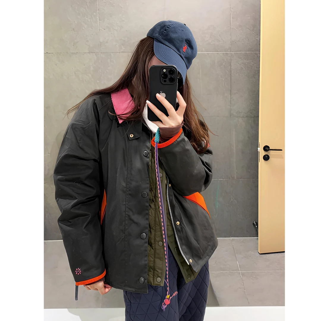 临典LDAB巴恩风撞色外套男女2025春秋新款洋气休闲复古潮流夹克