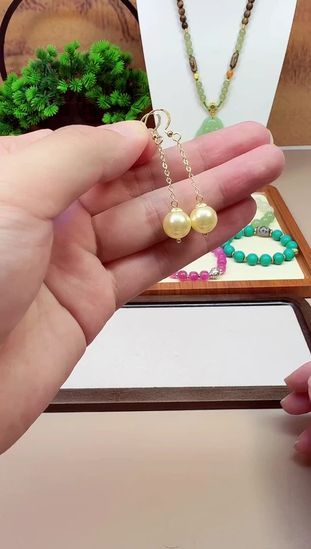 14K金镶嵌淡水珍珠耳饰E125