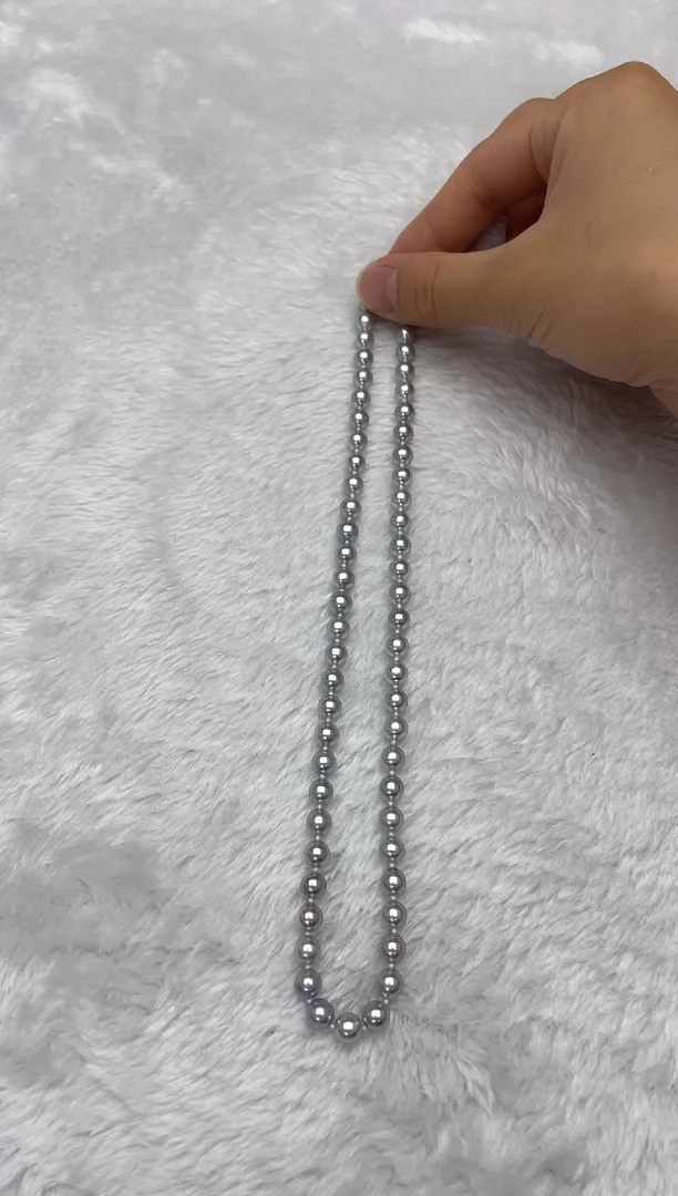 海水珍珠银S925镶嵌项链AK真多麻6.5-7mm