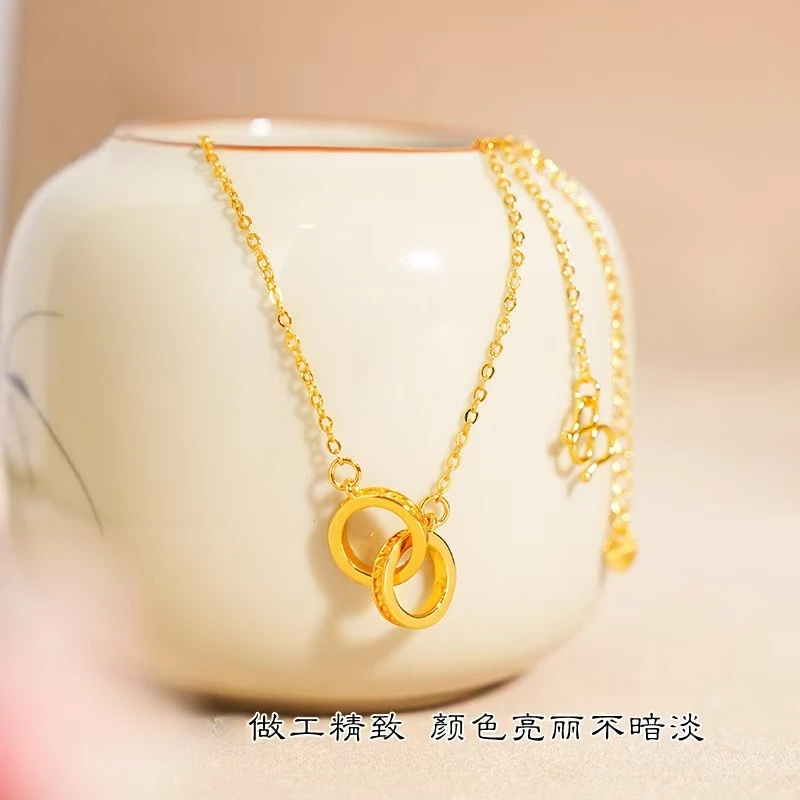 铜合金手链 时尚莫比乌斯金龙鳞凤羽双环项链手链气质百搭锁骨链