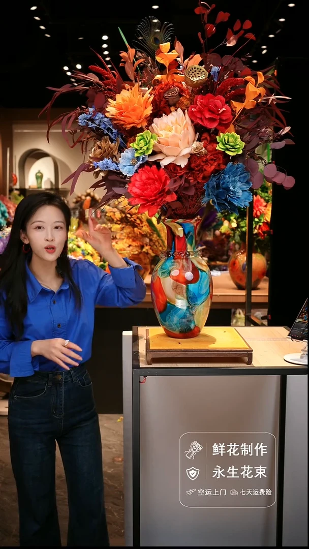 手工艺品琉璃手工花器花束空运包邮送货上门-以图片为准