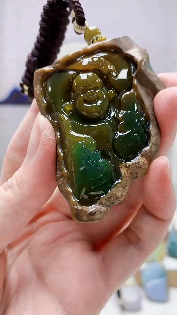 未镶嵌定制翡翠4898zm-毛货挂件佛公21