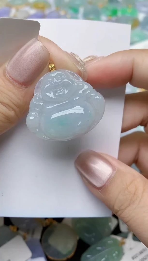 翡翠18K金镶嵌颈饰天然缅甸A货翡翠