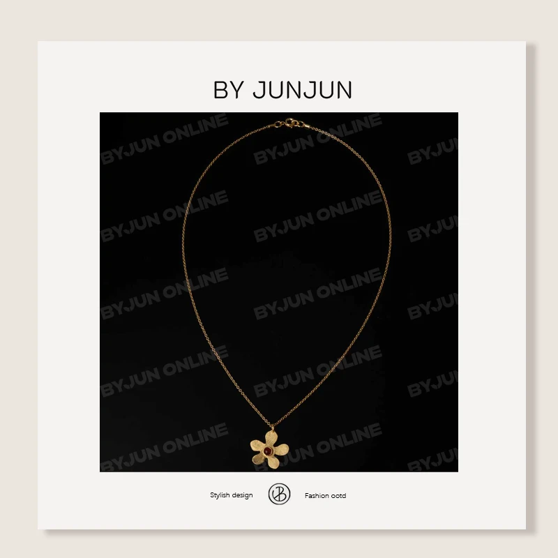 ByJunjun 坠链均925银 【小金花】925银拉斯花朵项链C25X1428