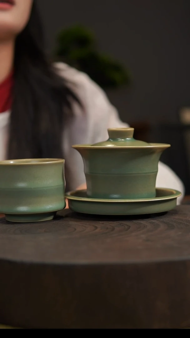 杯子竹节马蹄盖碗 汝州原产地  原矿老釉