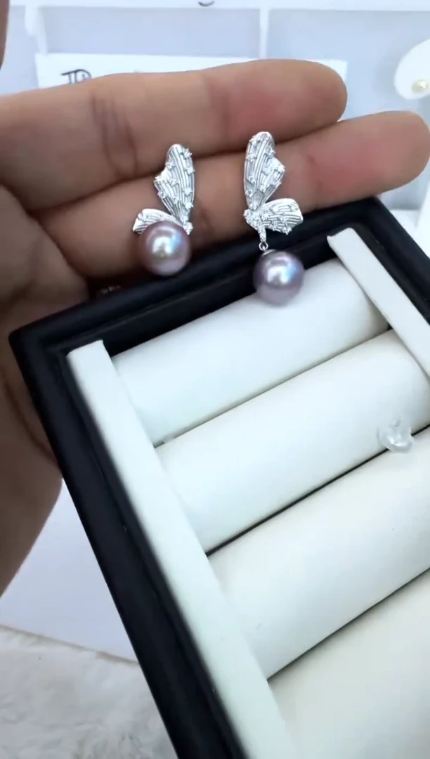 【闪购商品】淡水珍珠耳饰银S925镶嵌耳钉