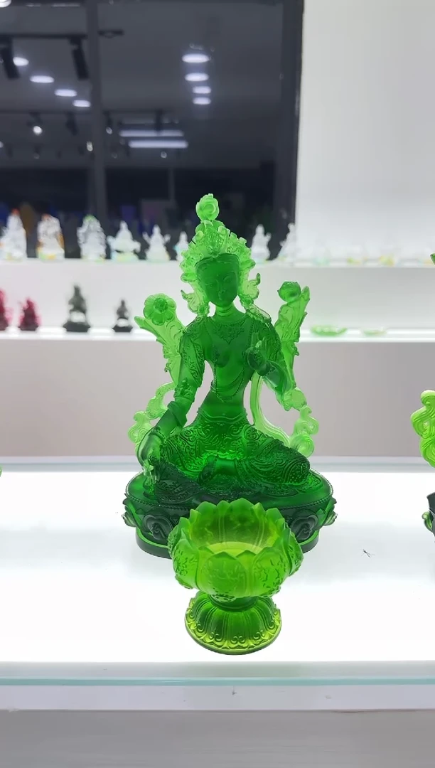 手工艺品琉璃爽*歪绿度母+烛台