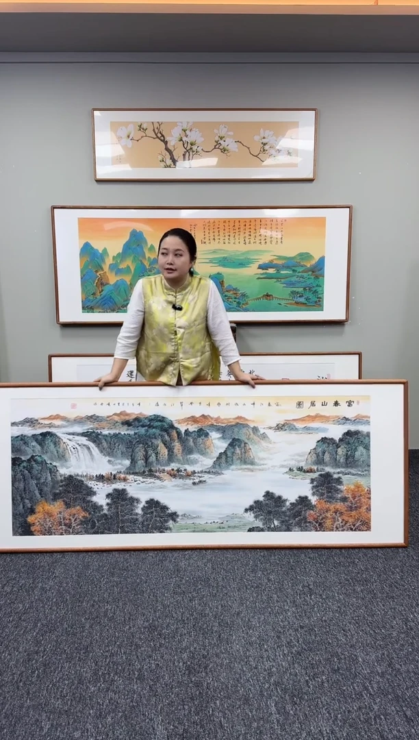 国画富春山居图210*80手绘作品