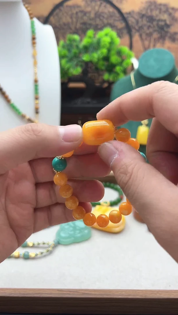 【闪购商品】蜜蜡手链14K金镶嵌S366