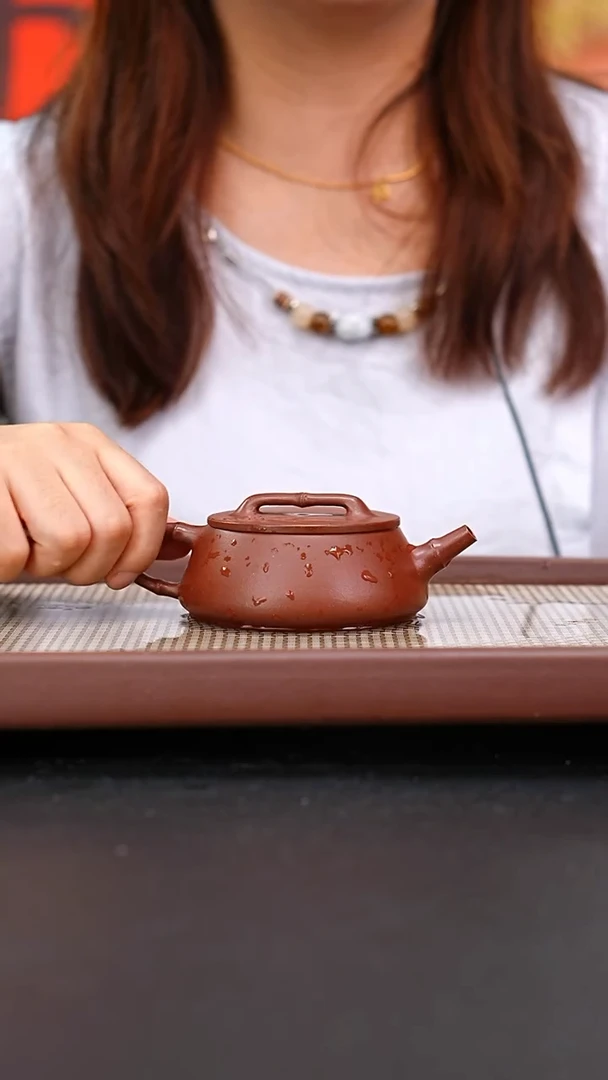 茶壶紫砂红皮龙清风竹瓢140