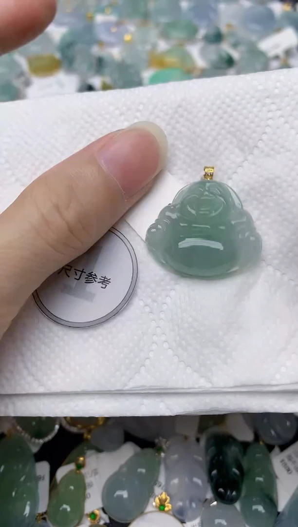 翡翠18K金镶嵌颈饰天然A货翡翠