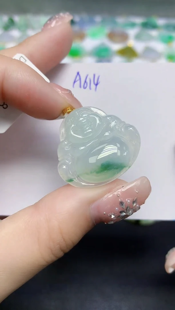 颈饰18K金镶嵌翡翠天然缅甸翡翠A货翡翠百元以上9元证书费自理