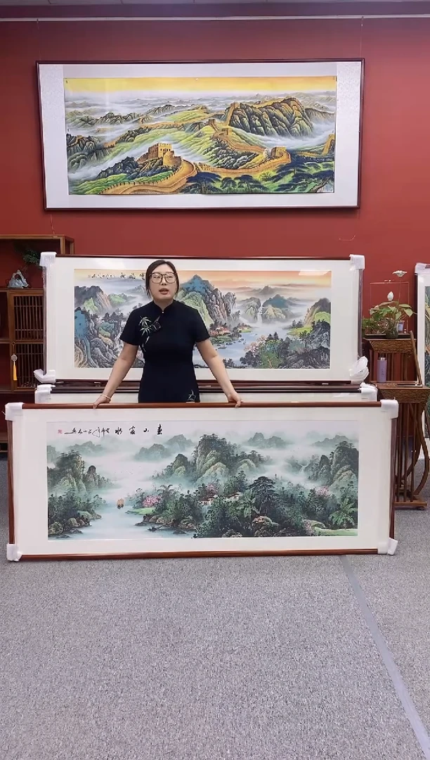 国画手绘国画 春山富水 219*88