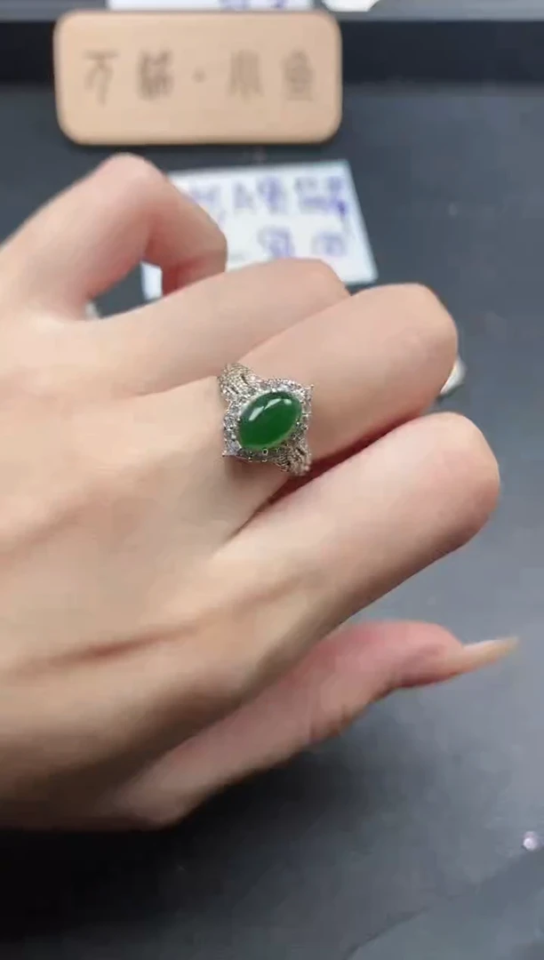 银S925镶嵌戒指翡翠51511