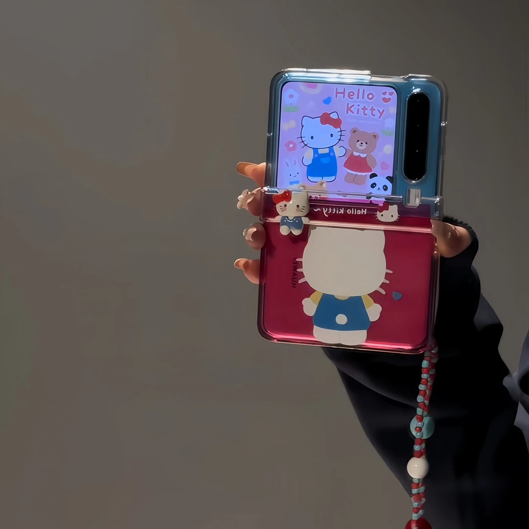 适用华为PuraX折叠屏手机壳可爱卡通立体KT猫背景p50Pocket防摔女