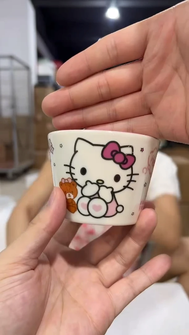 瓷片白色kt猫酸奶水杯