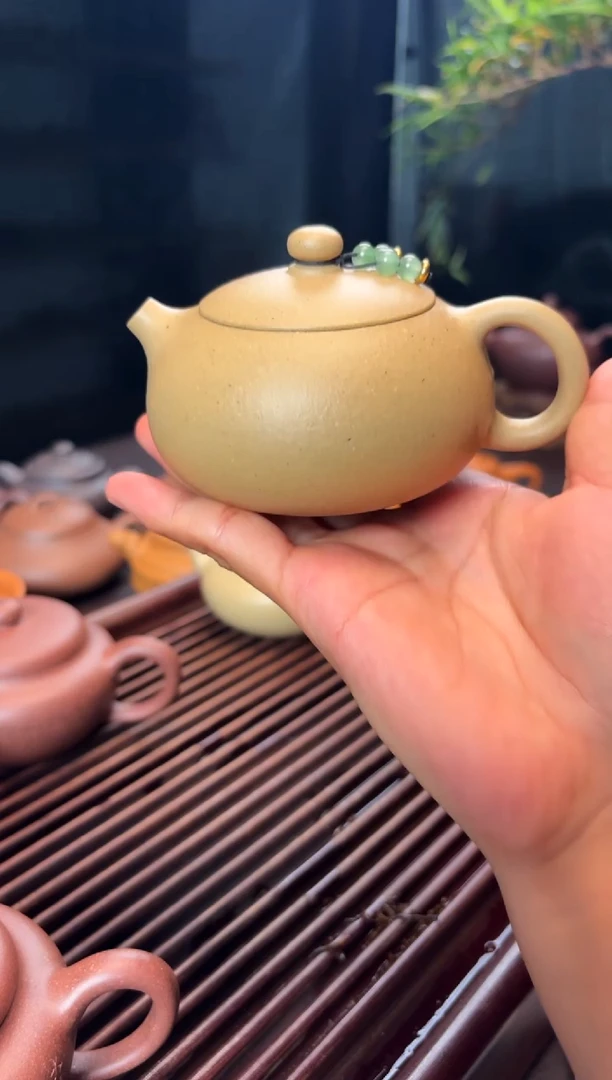 茶壶紫砂微瑕大水潭本绿半手扁西施容量200