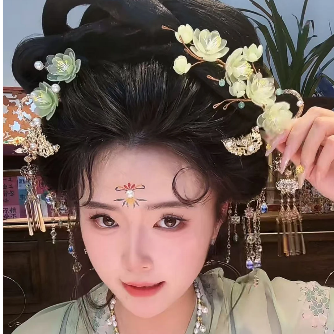 风雪初晴盈绿发夹朵簪【热缩工艺】手工汉服百搭复古超仙发饰