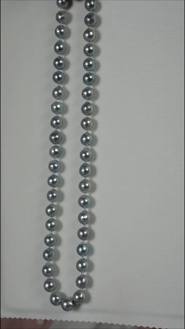 项链银S925镶嵌海水珍珠AK真多麻8-8.5mm