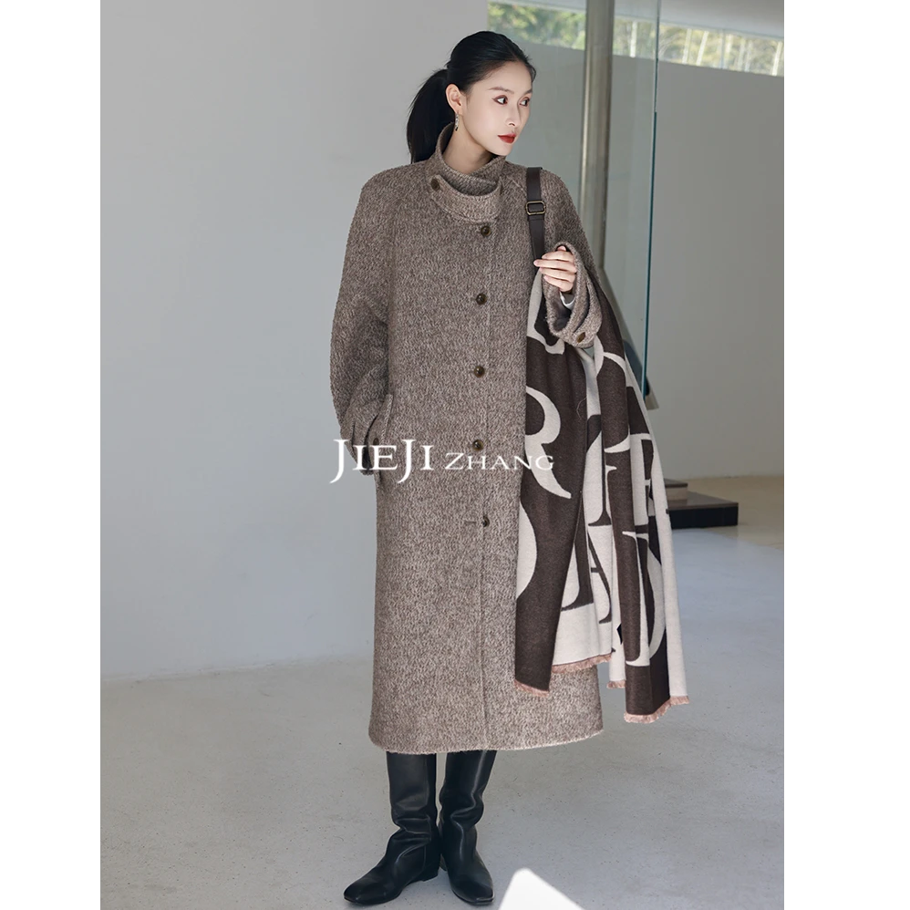 【JIEJI ZHANG】羊毛羊驼高级定制秋冬时尚百搭混纺大衣351121