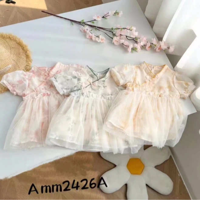 立领复古小纱裙子2426