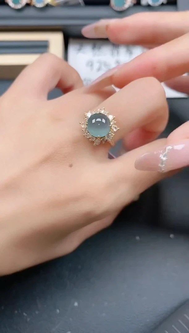 银S925镶嵌戒指翡翠111