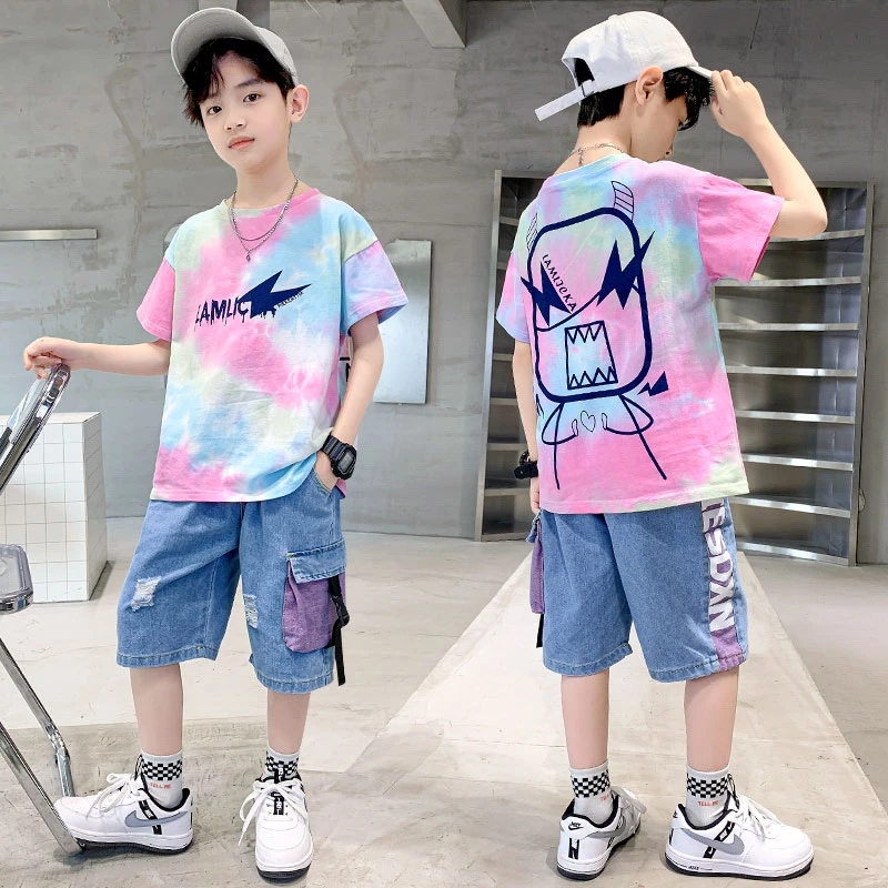 MK&UR.BV中大童男孩运动薄款短裤套装夏款酷帅气潮男童夏季两件套