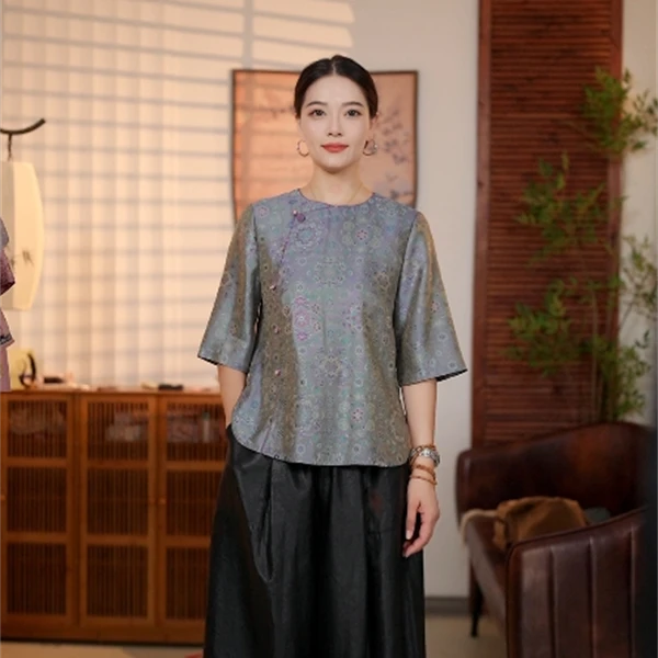 茉莉  新中式国风  夏季时尚宽松衬衣 100125 M