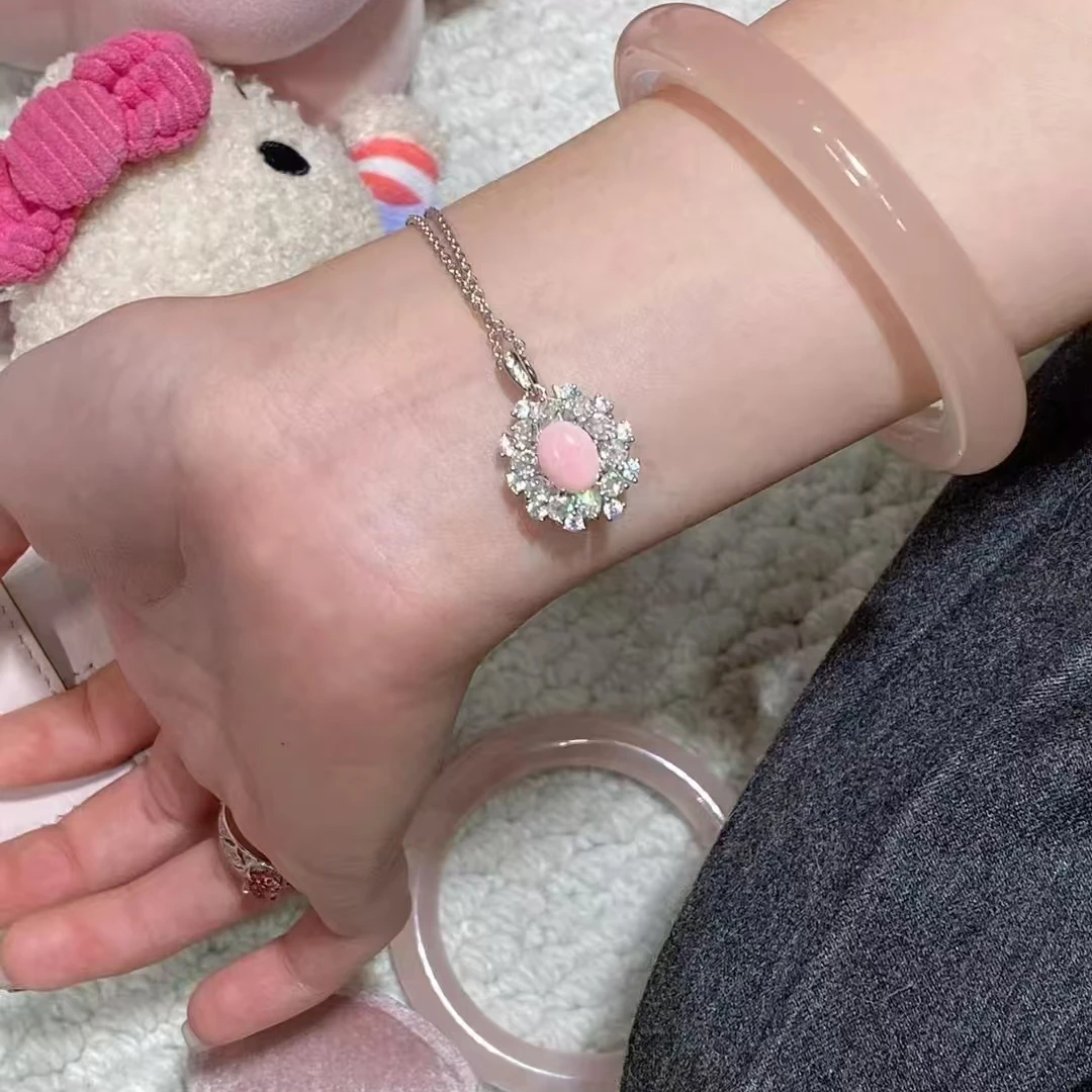 链子925银 【极其浪漫的海螺猪】气质轻奢时尚紫色镶嵌满钻天然粉