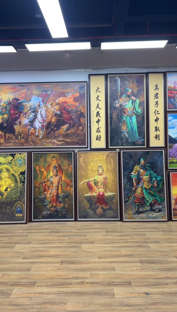 油画关羽带框50*70