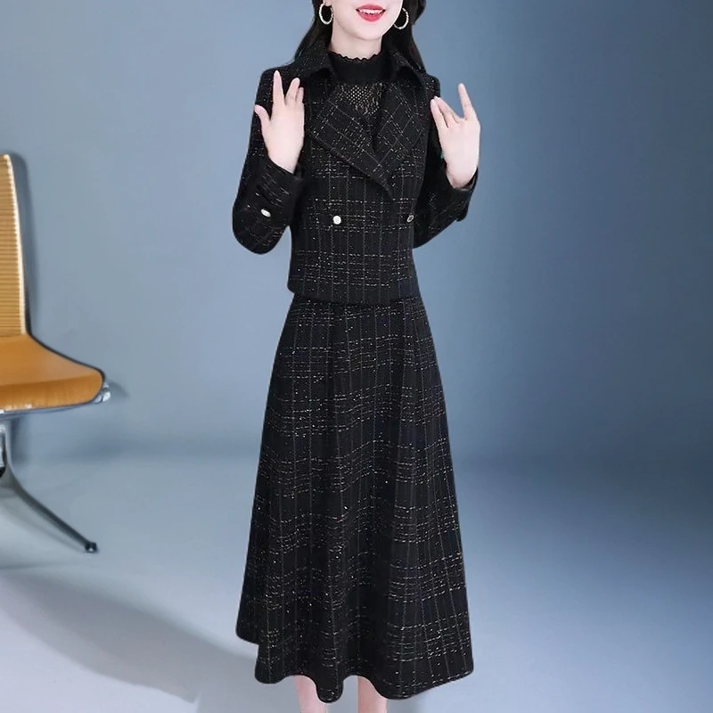 新中式时尚套装女2025秋冬新款气质名媛修身遮肚高档显瘦两件套女