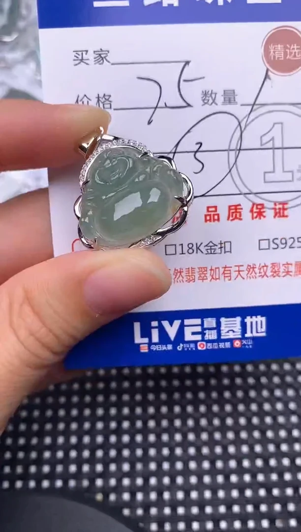 颈饰银S925镶嵌翡翠挂件