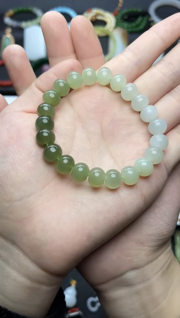 未镶嵌手串和田玉算盘珠渐变手串06
