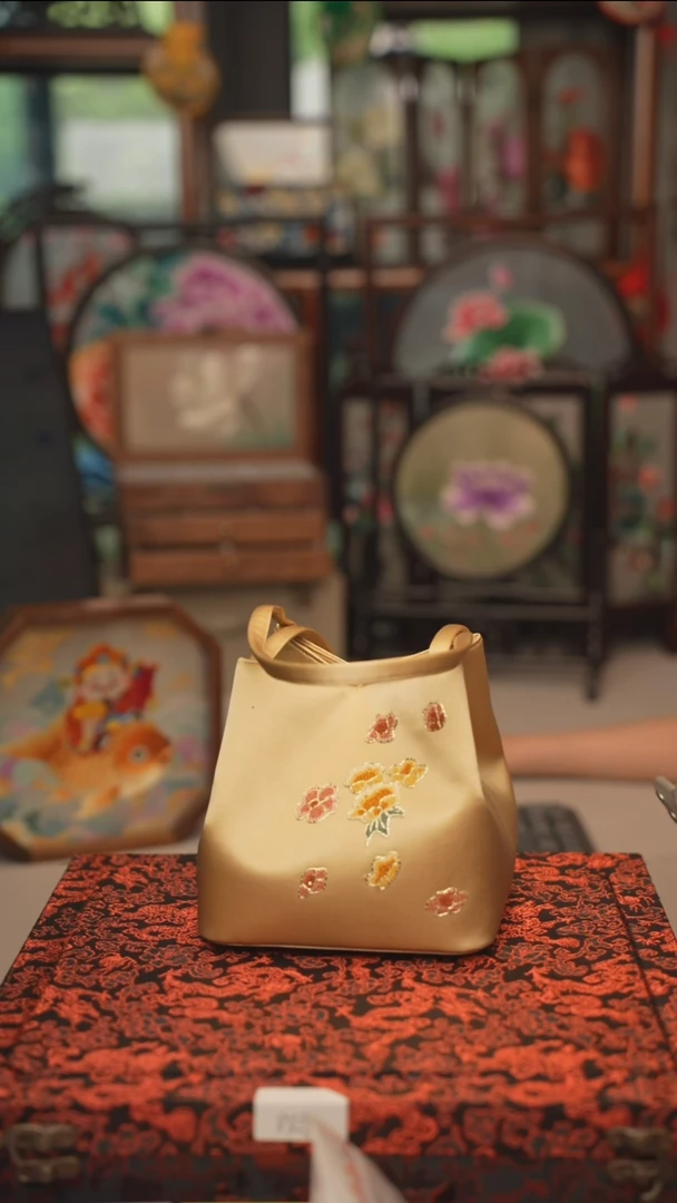 扇子包包 绣花双面非遗