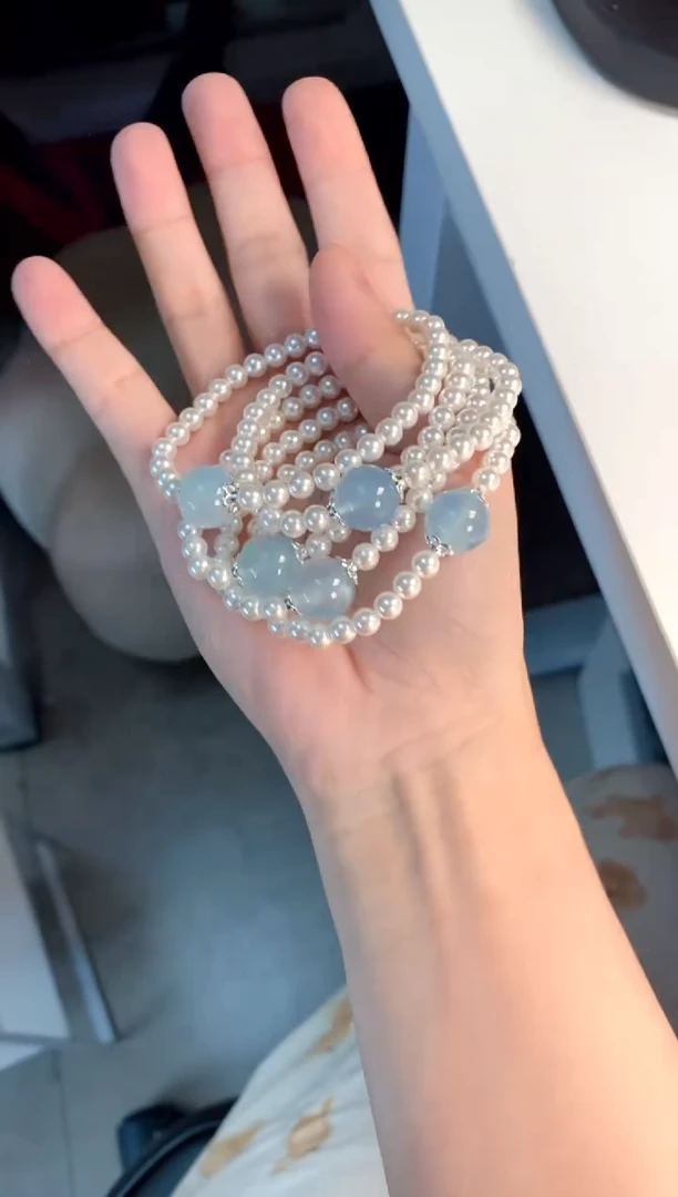 海蓝宝石手串未镶嵌海蓝宝贝珠手串