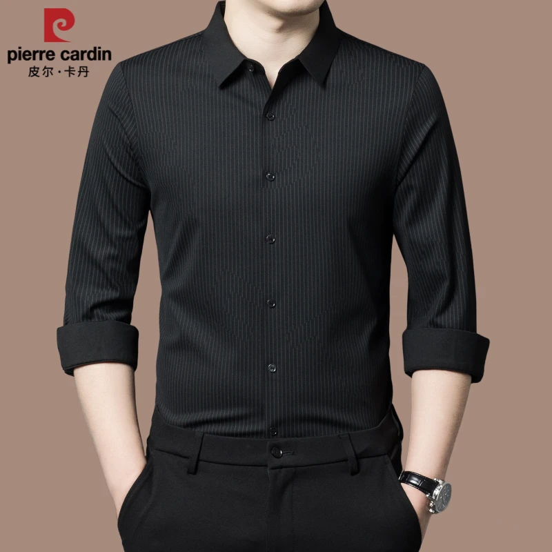 【国际大牌皮尔卡丹】高档男士轻奢无痕长袖衬衣春秋季商务休闲衬衫