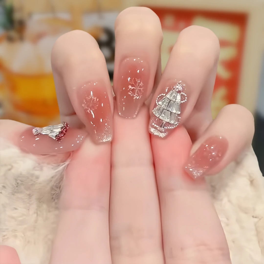 【许愿树】手工穿戴甲短款日常温柔气质裸色猫眼显白百搭美甲贴片