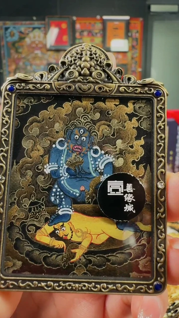 吊坠壹善缘城手绘唐卡黑C