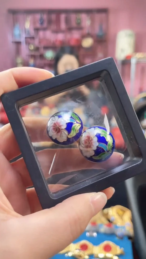 非遗 景泰蓝开耳扣 宝蓝