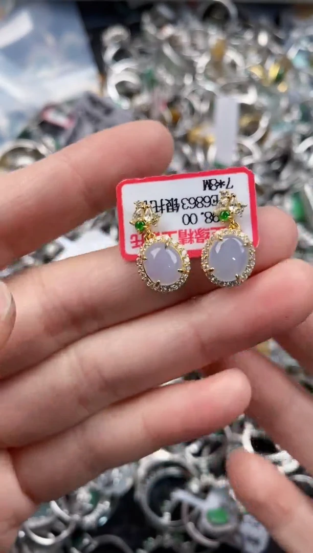 银S925镶嵌戒指翡翠444              7