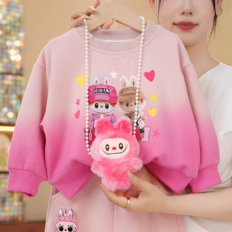 粉色毛绒玩具珍珠挂件